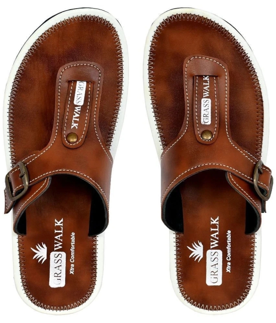 GRASS WALK Brown Mens Thong Flip Flop - None