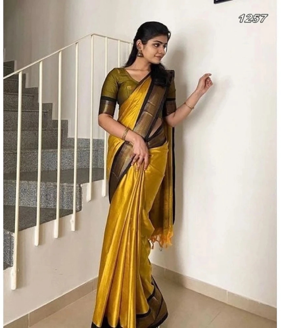 Apnisha Cotton Silk Embellished Saree With Blouse Piece - Mustard ( Pack of 1 ) - Mustard