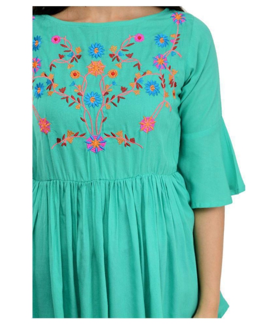 SAAKAA - Turquoise Rayon Women's Empire Top ( ) - 2XL