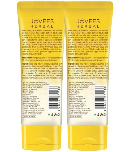 Jovees Herbal Sun Derma Care Lotion Spf 50 Pa+++ Broad Spectrum For Oily Skin 100Ml (Pack Of 2)