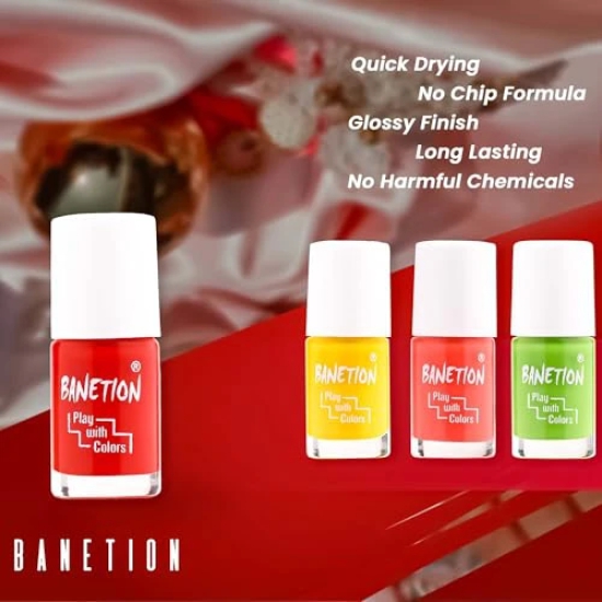 BANETION Zen-g New generation Makeup - Mini Nail Kit - Bestie - 30ml (Set of 4) | Glossy Nail Polish Set | Long Lasting & High Gloss Effect | Chip Resistant Nail Paints | Cruelty-free & Vegan