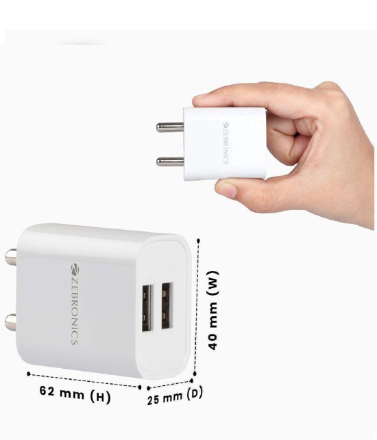 Zebronics - USB 2.1A Travel Charger - White