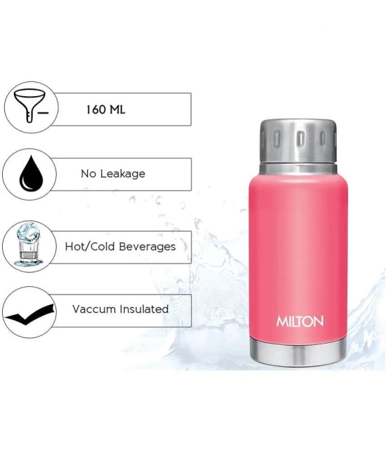 Milton Elfin 160 Thermosteel Hot and Cold Water Bottle, 160 ml, Pink - Pink