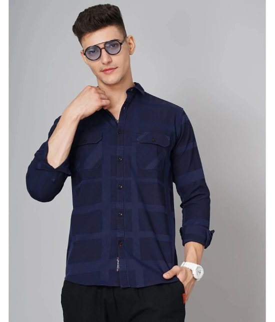 Paul Street - Navy Blue 100% Cotton Slim Fit Mens Casual Shirt ( Pack of 1 ) - None