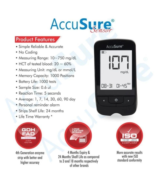 AccuSure Sensor Glucometer Test Strips Pack of 1(Pack of 25)