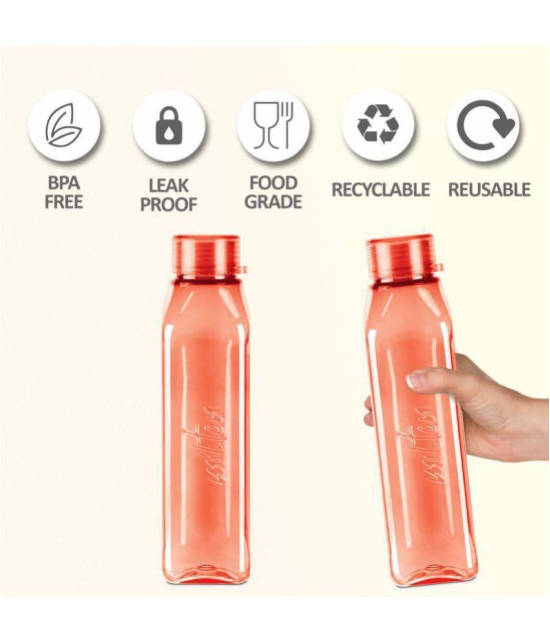 Milton Prime 1000 Pet Water Bottle, Set of 2, 1 Litre Each, Red - Red