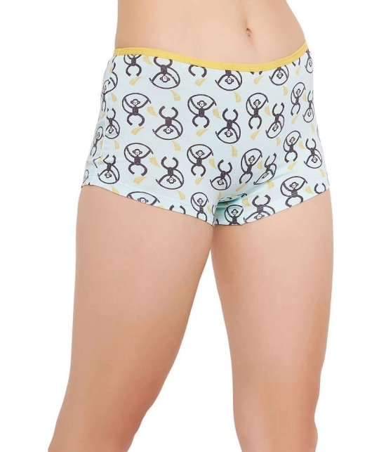 Clovia Blue Cotton Printed Womens Boy Shorts ( Pack of 1 ) - None