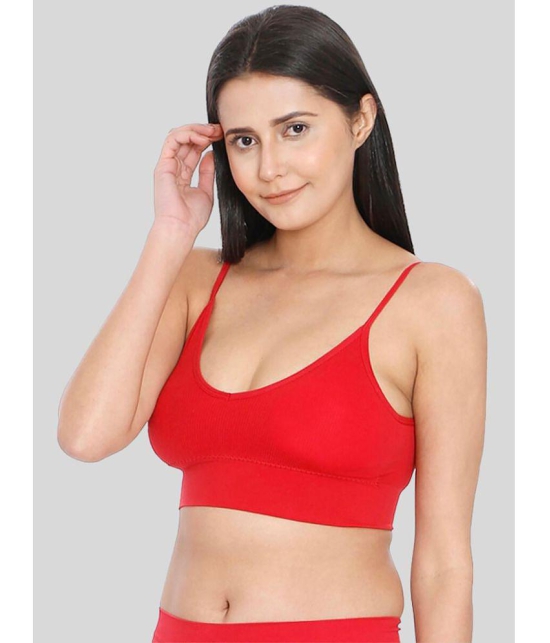 ILRASO - Red Cotton Blend Removable Padding Women's Sports Bra ( Pack of 1 ) - None