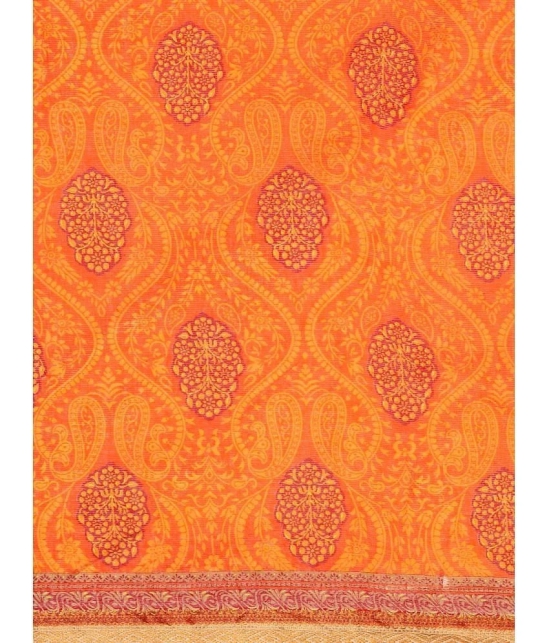 SHANVIKA Cotton Printed Saree Without Blouse Piece - Orange ( Pack of 1 ) - Orange