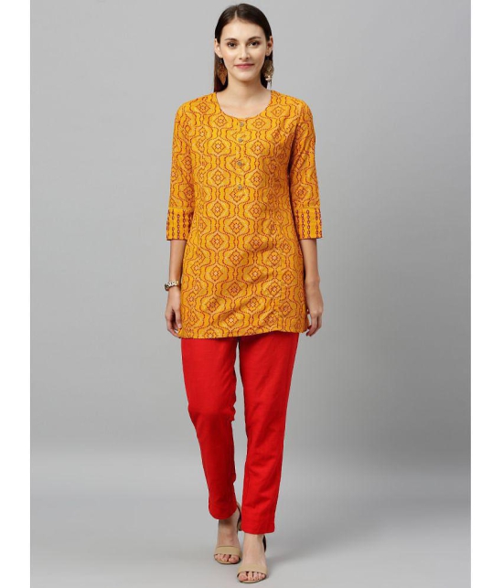 KIPEK - Mustard Rayon Womens Straight Kurti ( Pack of 1 ) - None