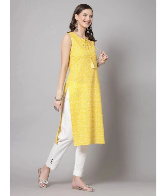 KIPEK Rayon Printed Straight Womens Kurti - Yellow ( Pack of 1 ) - None