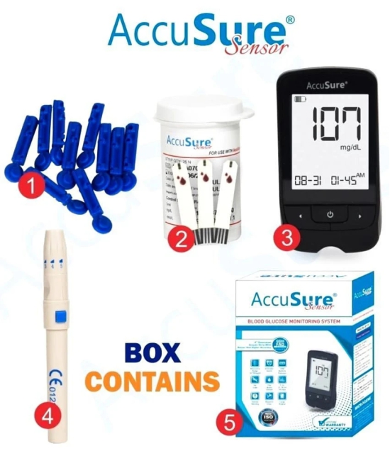 ACCUSURE - Sensor 25 Strips & Glucometer