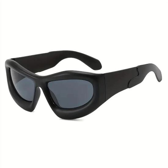 [ Quantum ] Chrome Oversized Sunglasses-Black