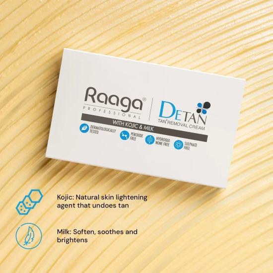 Raaga Professional De-Tan Pack | Tan Removal Cream with Kojic and Milk - 12g x 6 (72 gm)