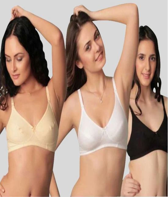 Kiran Enterprises - Multicolor Cotton Non - Padded Womens T-Shirt Bra ( Pack of 3 ) - 40B