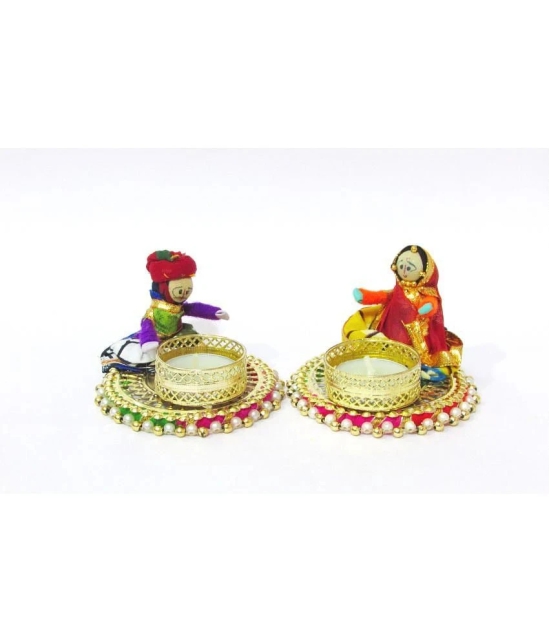 THRIFTKART Multicolour Table Top Metal Tea Light Holder - Pack of 4