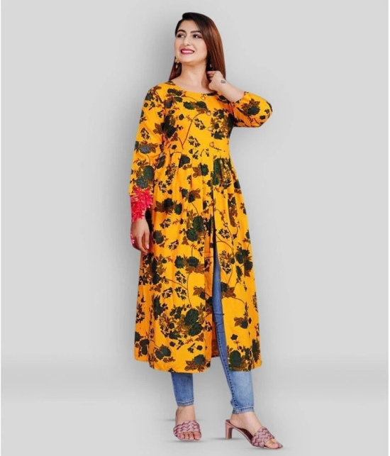 Smien - Yellow Rayon Womens Front Slit Kurti ( Pack of 1 ) - None