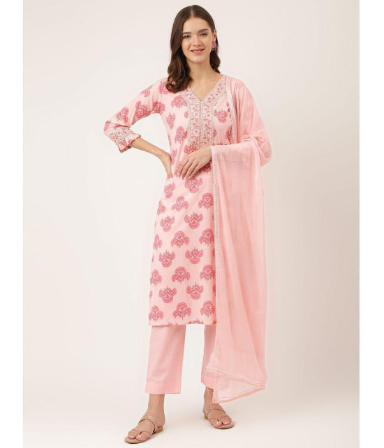 Divena - Pink Straight Cotton Women's Stitched Salwar Suit ( Pack of 1 ) - None