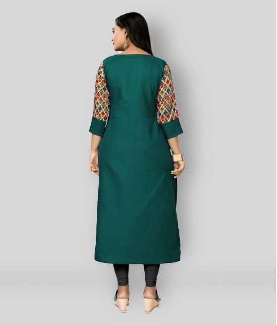 Rangrasiya - Green Cotton Blend Womens Straight Kurti ( Pack of 1 ) - L