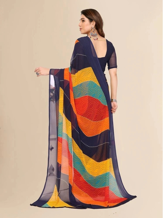 ANAND SAREES Georgette Printed Saree With Blouse Piece - Multicolor ( Pack of 1 ) - Multicolor