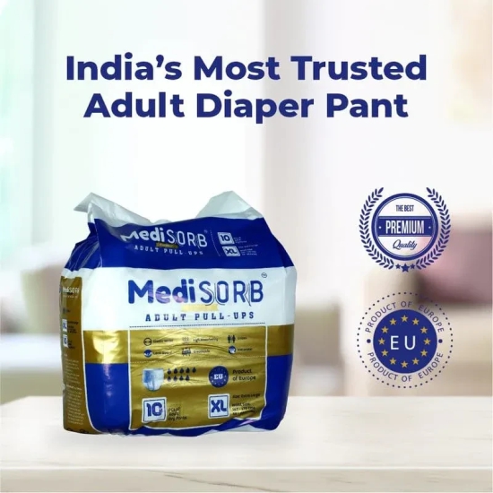 Medisorb Adult Diaper Pants Small (S) Size, Adult Pull-Ups, High Absorbency, Leak Proof, Overnight Protection, Elastic Waist Size, 50 Pieces, Pack Of 5