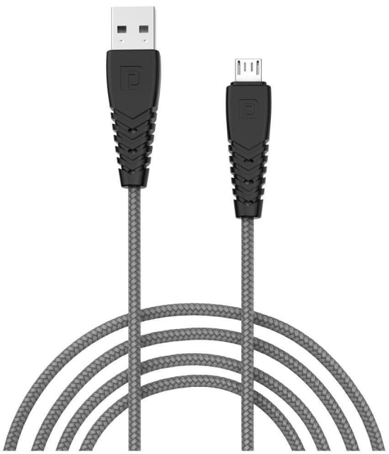 Portronics - Grey 3A USB Data Cable 1 Meter - Grey