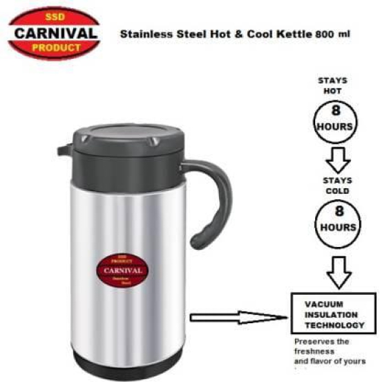 Carnival stainless steel non electric kettle 800 ml Electric Kettle  (0.8 L, Silver, Black)