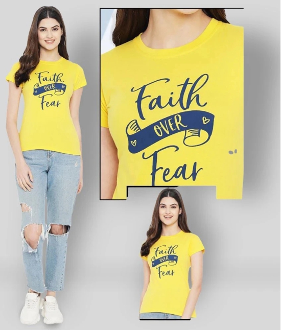 Fabflee - 100% Cotton Regular Yellow Womens T-Shirt ( Pack of 1 ) - None