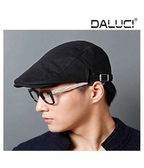 DALUCI Black Plain Cotton Caps - Black