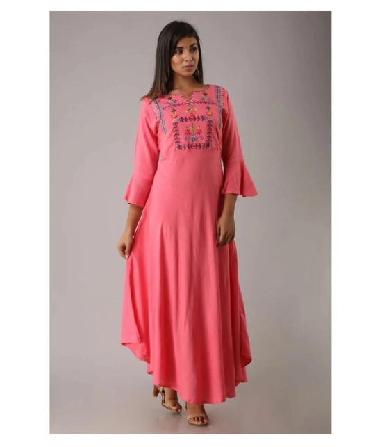 MAUKA - Pink Rayon Womens A-line Kurti - XXL