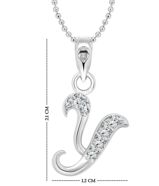 Vighnaharta Y Alphabet Rhodium Plated Pendant - [VFJ1151PR]