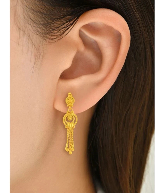 LUV FASHION Golden Drop Earrings ( Pack of 1 ) - Golden