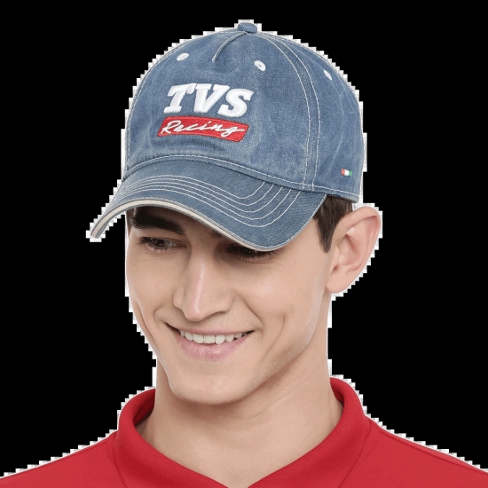 TVS Racing Cotton Black cap with Adjustable Strap, Lightweight, 100% cotton shell & Flexible Peak Cap