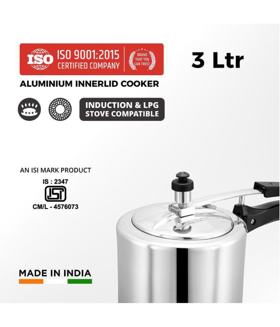 Srushti Gold is now Leoron 3 L Aluminium InnerLid Pressure Cooker Gas Stovetop Compatible