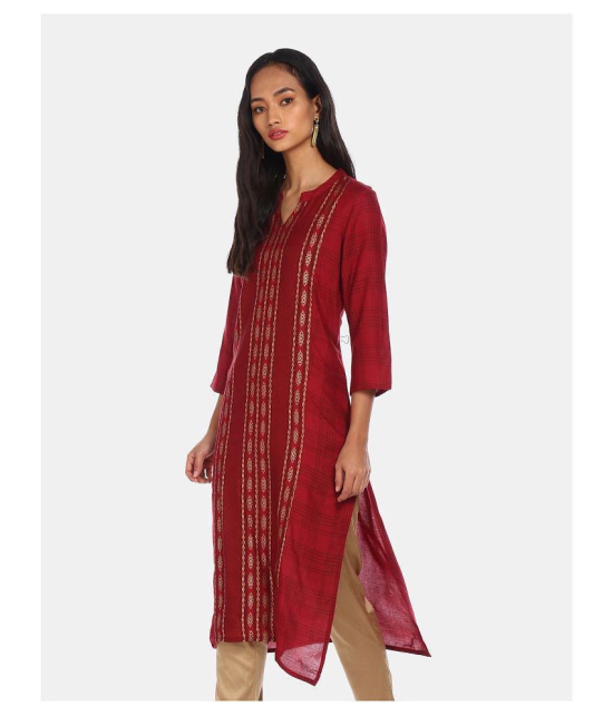 Karigari - Red Rayon Women's A-line Kurti ( Pack of 1 ) - M