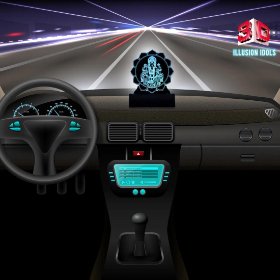 3D illusion Car Dashboard LED Murti of Gajanand