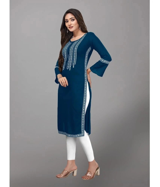 Kapadia - Blue Rayon Womens Straight Kurti ( Pack of 1 ) - None