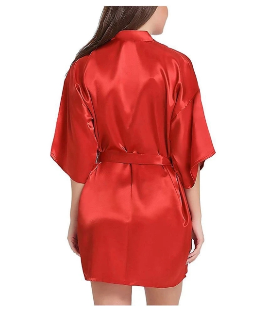 CELOSIA Satin Robes - Red Single - Free Size