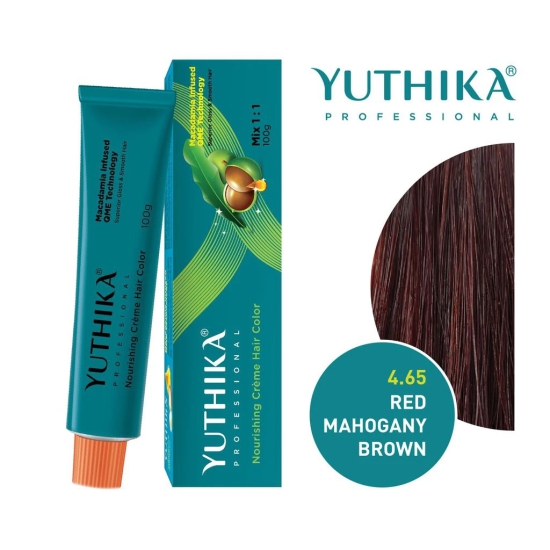 Yuthika Professional Creme Hair Color 4.65 Red Mahogany Brown 100gm Permanent Hair Colour, Professional Salon Hair Colour