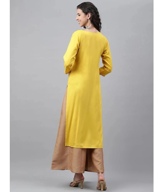 Janasya - Mustard Rayon Womens Straight Kurti ( Pack of 1 ) - None