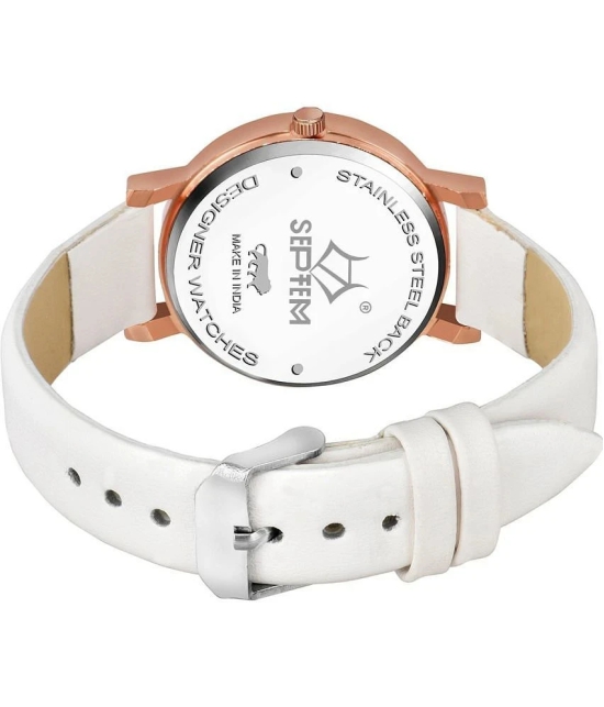 Septem Off White Leather Analog Womens Watch