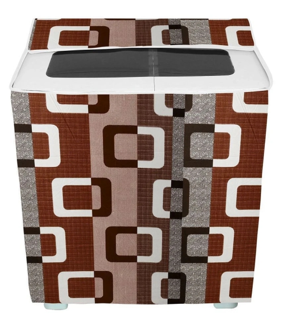 E-Retailer Set of 2 Polyester Brown Washing Machine Cover for Universal 8 kg Semi-Automatic - Brown