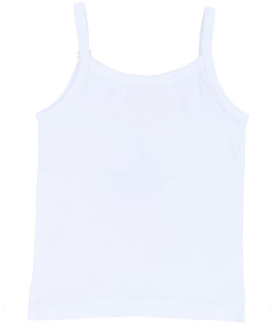 Dyca Girls Printed Vest Dori Neck Sleeveless White Pack Of 4 - None