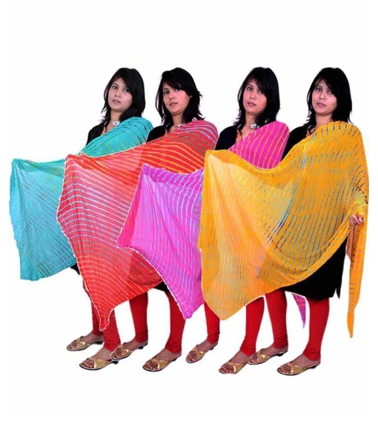 Apratim Multicoloured Chiffon Leheria Dupatta