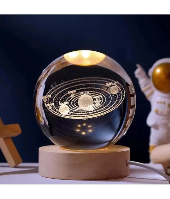 CIELKART  Crystal Ball Lamp for Home Decoration 3D Solar System Transparent Decorative Table Lamp ( Pack of 1 ) - Transparent