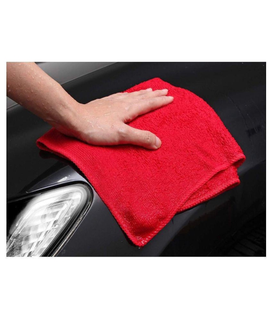 INGENS Microfiber Cleaning Cloths,40x40cms 250GSM RED-Colour! Highly Absorbent, Lint and Streak Free, Multi -Purpose Wash Cloth for Kitchen, Car, Window, Stainless Steel, Silverware.(Pack of