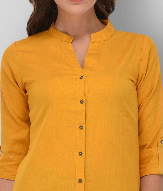 Pistaa - Yellow Cotton Women''s Straight Kurti ( Pack of 1 ) - 4XL