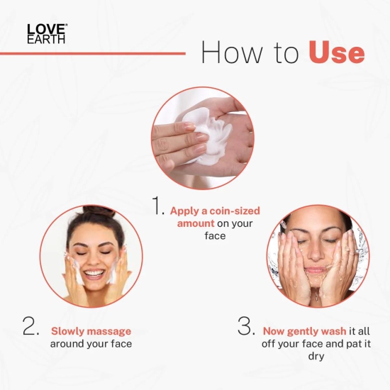 Love Earth No Foam Face Wash for Normal to Sensitive Skin | Soap Free, Non-Irritating, Skin Hydrating | Gentle Skin Cleanser 100ML