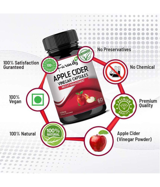 Farmity Apple Cider Vinegar Powder 500 mg - 60 Capsule | Weight management for men and Women