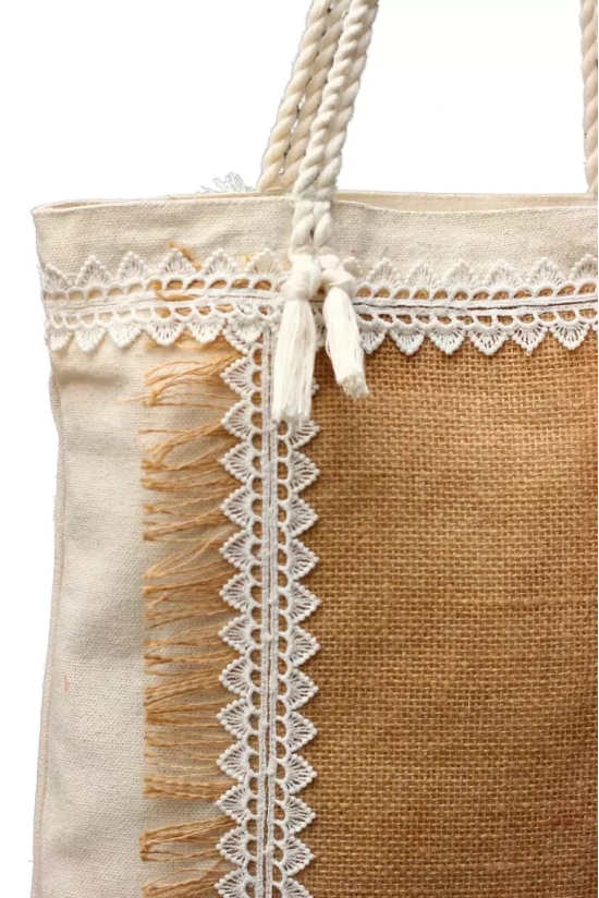 Tisser jute bag With lacework